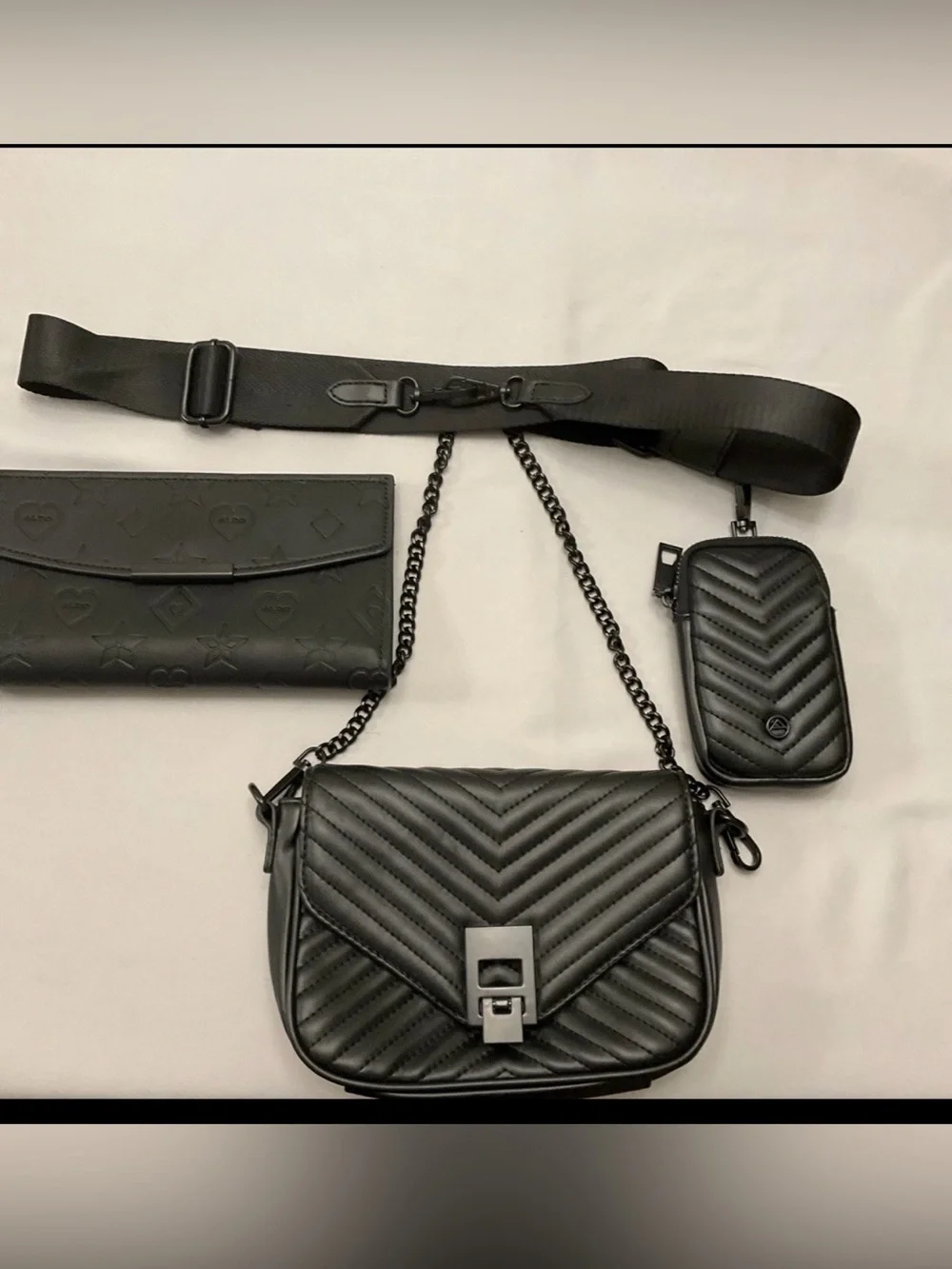 Aldo 3 in 1 Handbag Exchange Straps Black Clutch